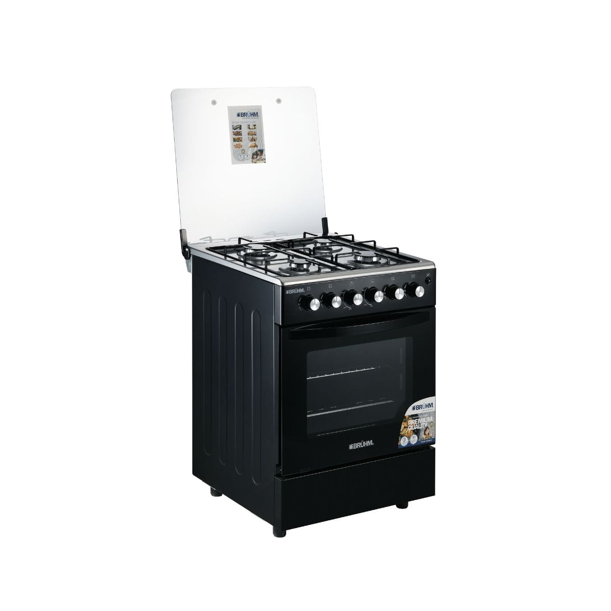 Bruhm 60x60 Gas Cooker | 4 Gas Burners | Black Finish | BGC-6640IB - Image 2
