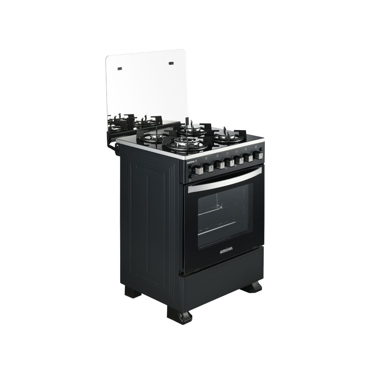 Bruhm 60x60 Gas Cooker | 4 Gas Burners | Black Mirror Finish | BGC-6640IG - Image 2