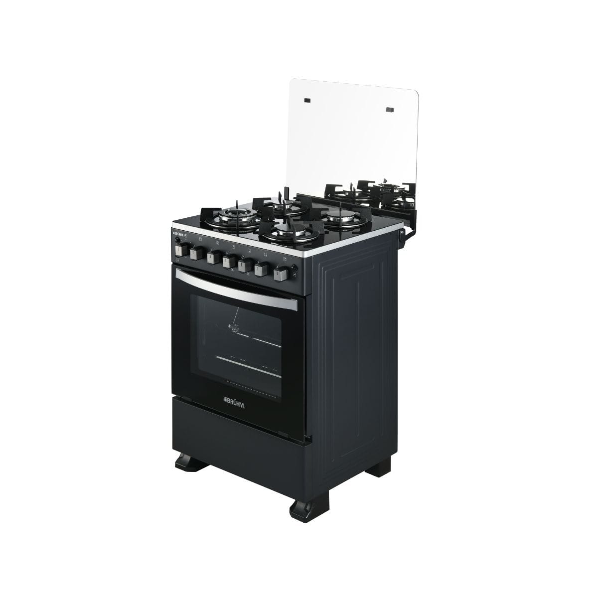 Bruhm 60x60 Gas Cooker | 4 Gas Burners | Black Mirror Finish | BGC-6640IG - Image 3