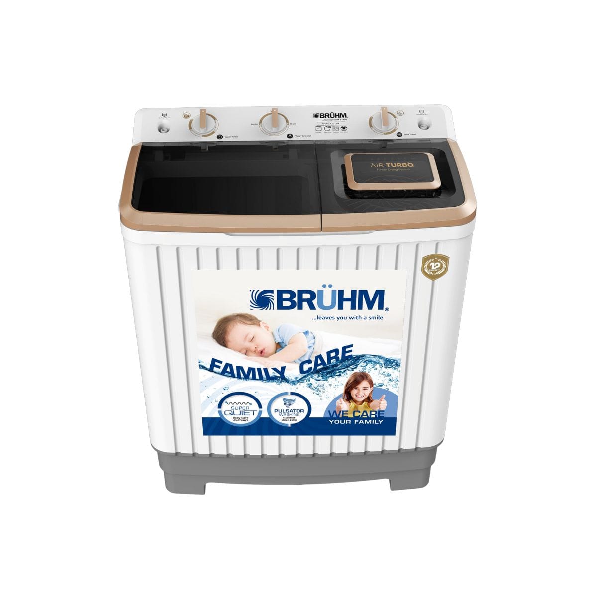 Bruhm 8kg Twin Tub Semi-Automatic Washing Machine – (BWT-080H) - Image 2