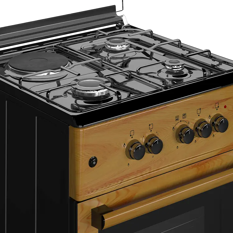 Maxi Gas Cooker 60x60cm (3 Burner+1 Electric hotplate) – IGL Wood Finish - Image 3