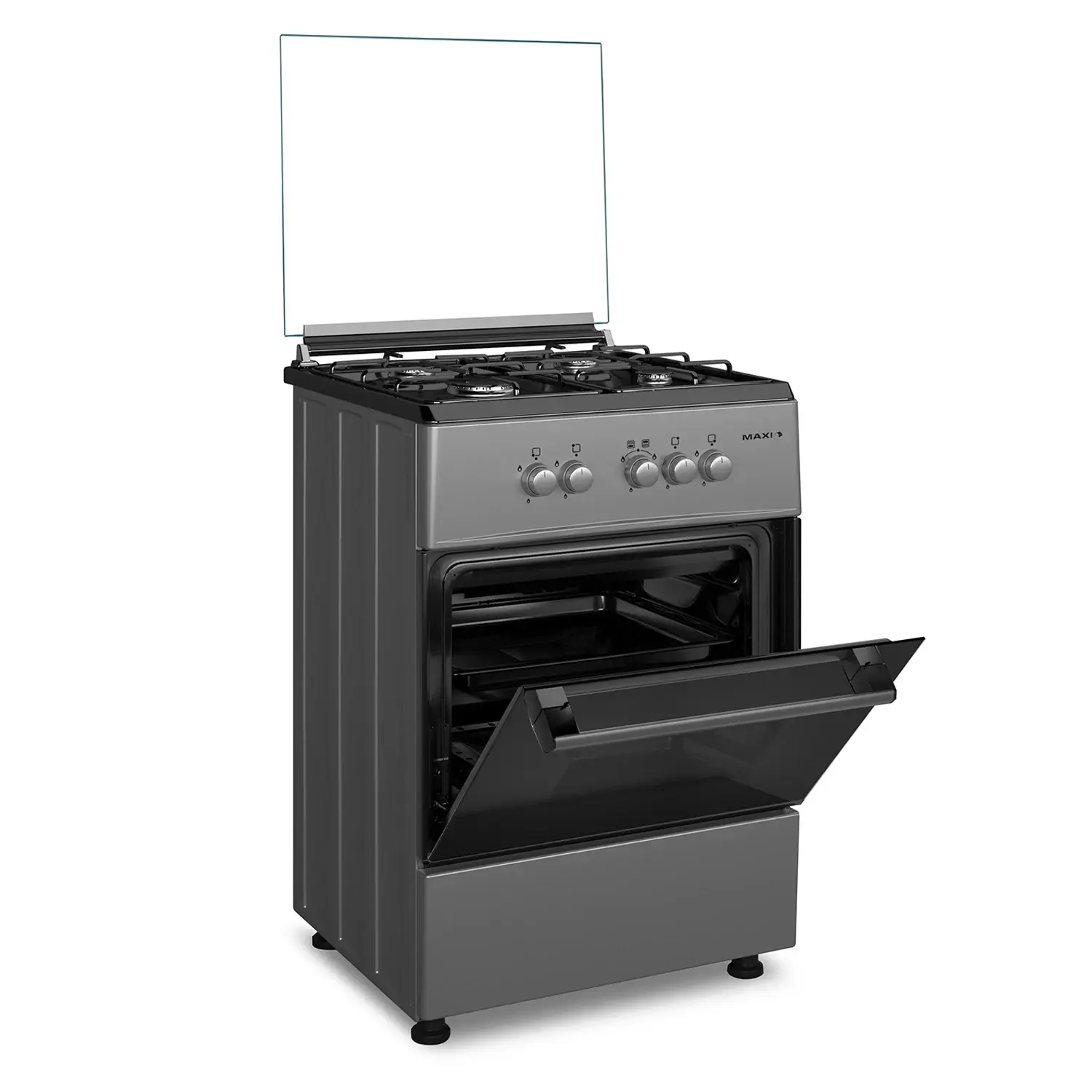 Maxi Gas Cooker 60x60 - 4 Burners Black & Grey (BASIC Grey) – with Oven & Grill - Image 2