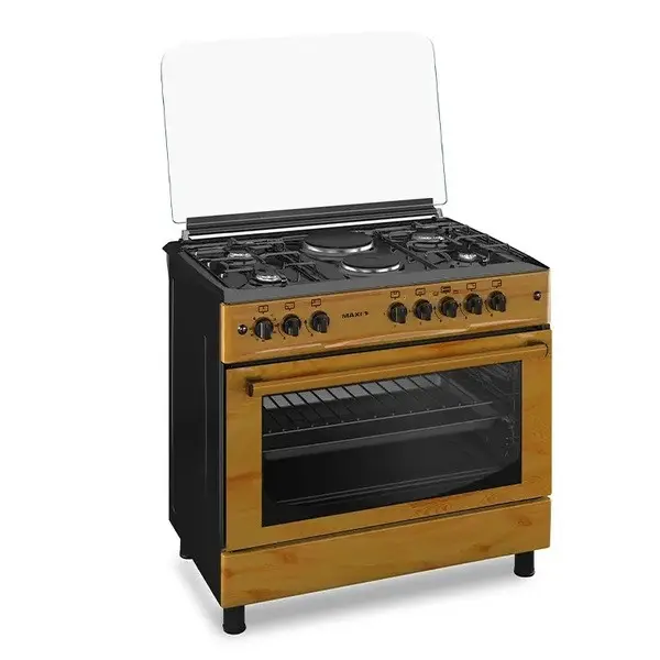 Maxi Gas Cooker 60x90CM (4+2 Electric Burners) Wood Finish – with Oven and Grill - Image 2