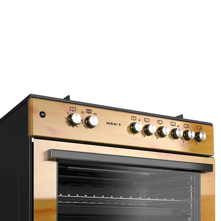 Maxi Gas Cooker 60x90CM | 4 Gas + 2 Electric Burners | - TR Wood Finish - Image 3