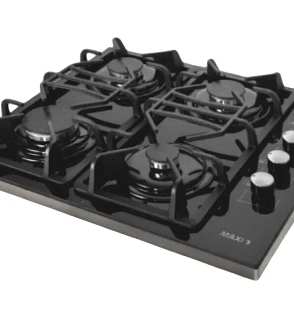 Maxi Tabletop Gas Cooker 4 Burners – Black Tempered Glass - T-840 - Image 2