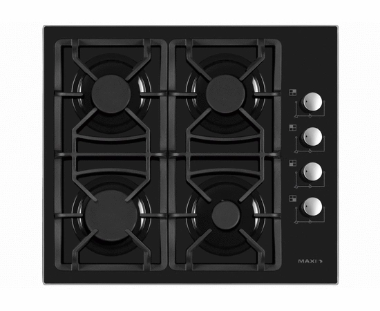 Maxi Tabletop Gas Cooker 4 Burners – Black Tempered Glass - T-840